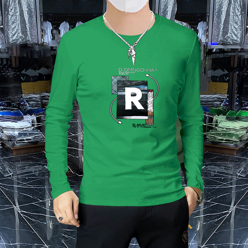 The 2024 autumn new men's long-sleeved T-shirt, round-neck shirt, printed letter men's top and pullovers are comfortable, breathable and trendy Specification image