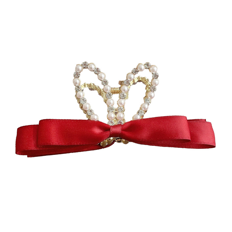 Strass coreano perlas orejas de conejo arcos grapa de pelo grapa de pelo nuevo clip de pelo temperamento clip de tiburón accesorios de pelo Item Picture