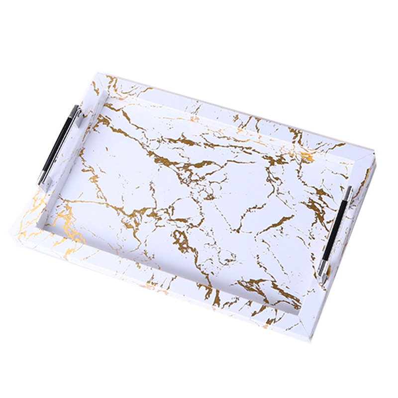Plastic Storage Tray Marble Simple Hotel Restaurant Cafe Tea Tray Rectangular Dinner Tray Application Scenario