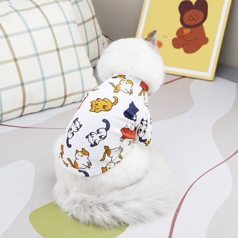 New spring and summer cat clothing: Comfortable kitten T-shirt, Pet dog, cat, long-haired cat, tabby cat Specification image
