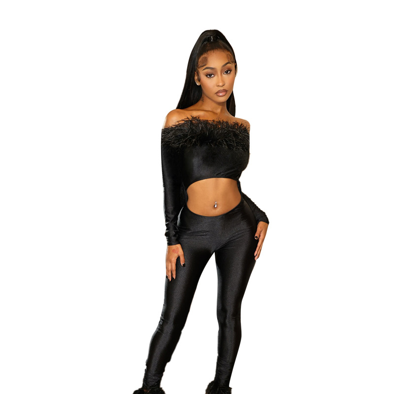 European and American style 2025 Spring Cross-border new fashion street trendsetter one-piece neckline patchwork high-waisted crop top jumpsuit for women Item Picture