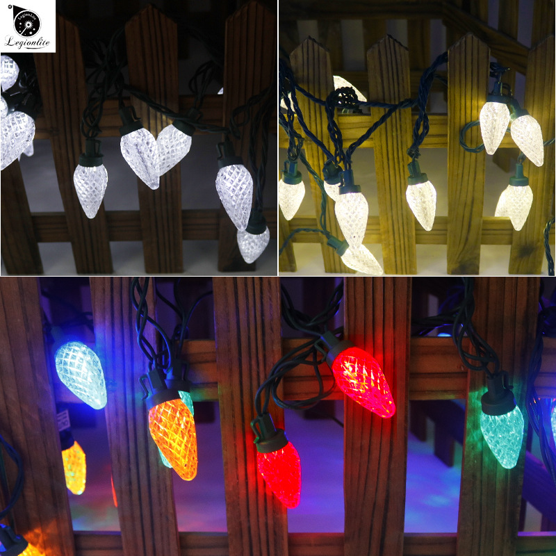 In stock: UL120V25 light, C9 strawberry LED linear light string, outdoor waterproof decorative color light, American standard Christmas light string