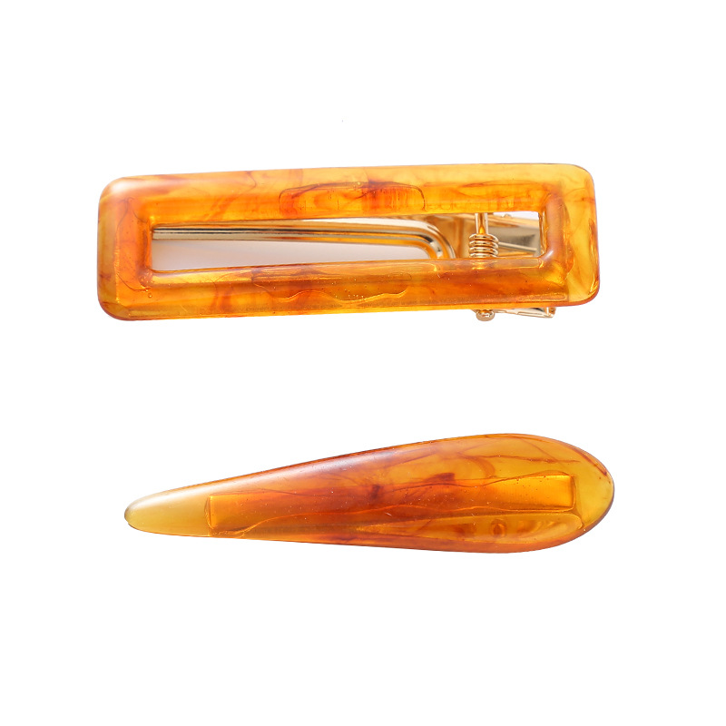 Nuevo temperamento simple y generoso placa de acetato retroforma tipo gota de agua duckbill clip set accesorios para el pelo clip para el pelo clip lateral venta al por mayor Item Picture