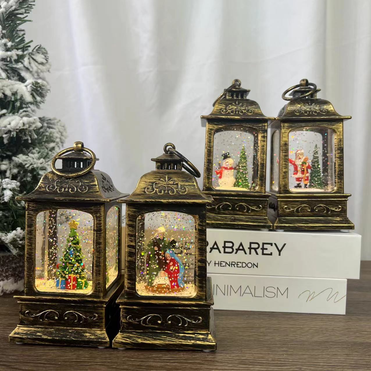 Cross-Border Explosion Of Retro Christmas Medium Uv Water Elderly Snowman Deer Mini Wind Light Dress Gift