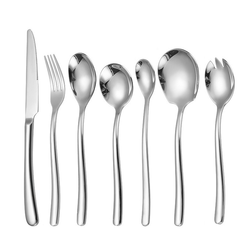 Stainless Steel Tableware French Moonlight Series Western Tableware Thickened Knife Fork Spoon Service Spoon Dessert Spoon High-Grade Tableware Item Picture