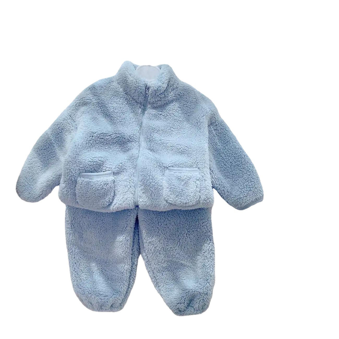 Children's Autumn And Winter Winter Clothing For Boys And Girls With Cashmere Thickened Warm Foreign Style Homewear Two-Piece Children's Pajamas Set Item Picture
