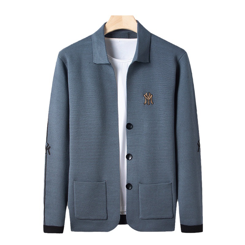 The 2023 autumn new men's knitted sweater, a slimming lapel embroidered trendy sweater jacket for young men Application Scenario