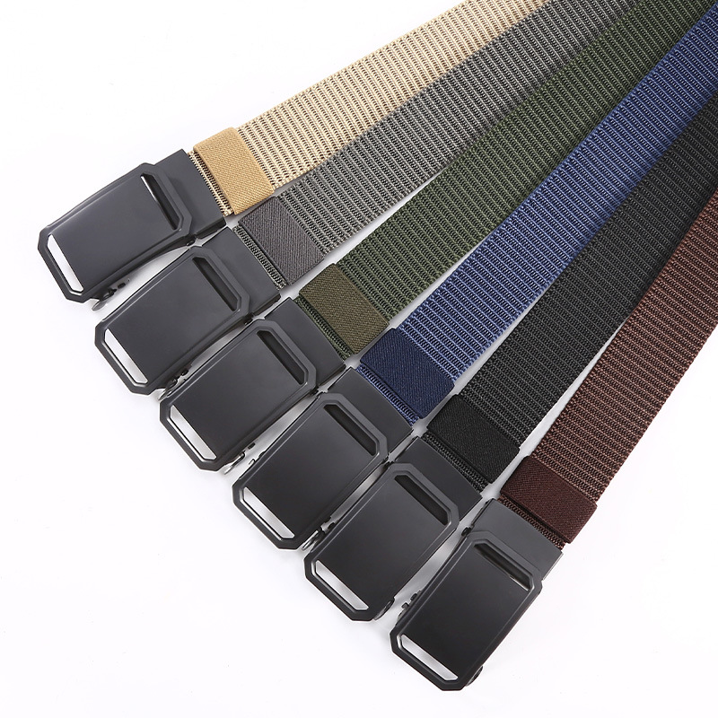 Men's business automatic buckle polyester belt, classic men's canvas polyester durable casual belt wholesale