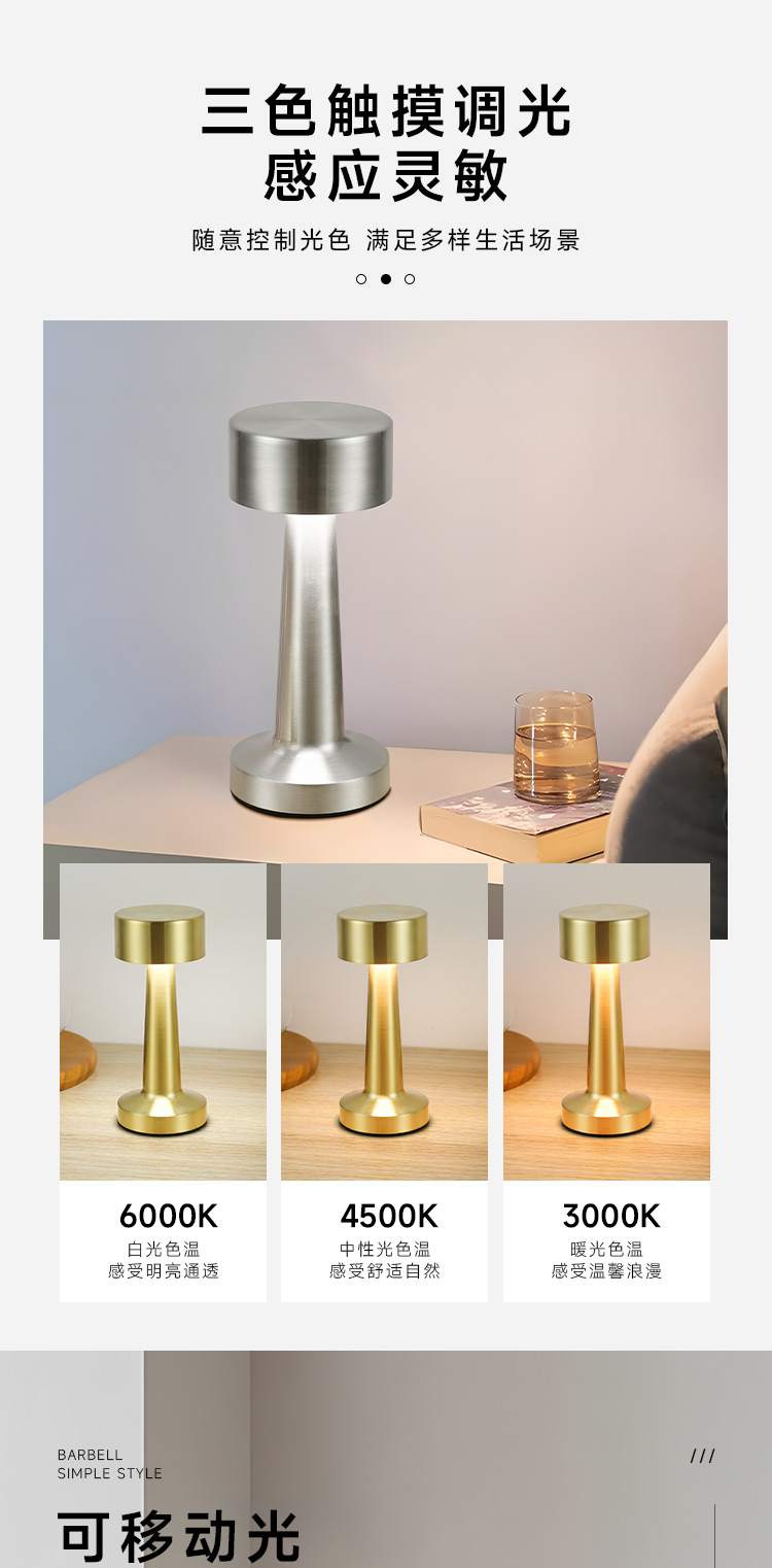 北欧led金属复古装饰氛围灯 酒吧欧式卧室沙发旁简约复古台灯批发详情6