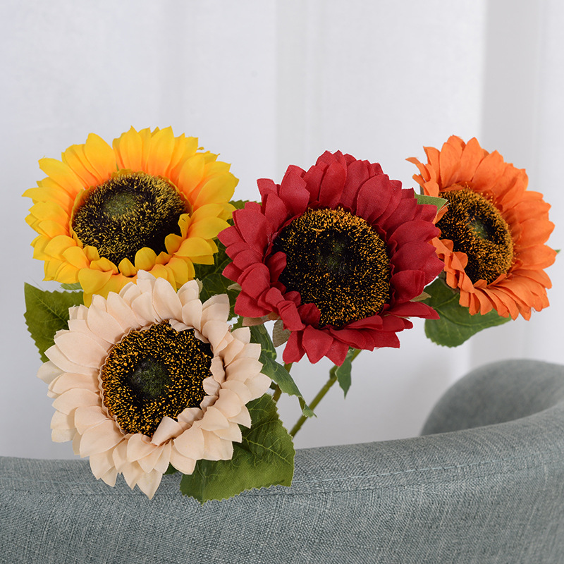 Simulation Sunflower Home Living Room Decoration Fake Flower Silk Flower Net Red Picnic Photography Props Simulation Flower details Picture