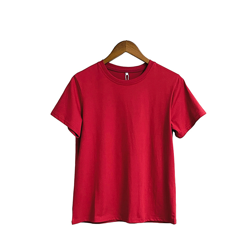 Cross-Border Independent Station Europe And The United States Explosive Summer Women's Spot 100% Cotton Solid Color Casual Round Neck Short-Sleeved T-Shirt Women Specification drawing