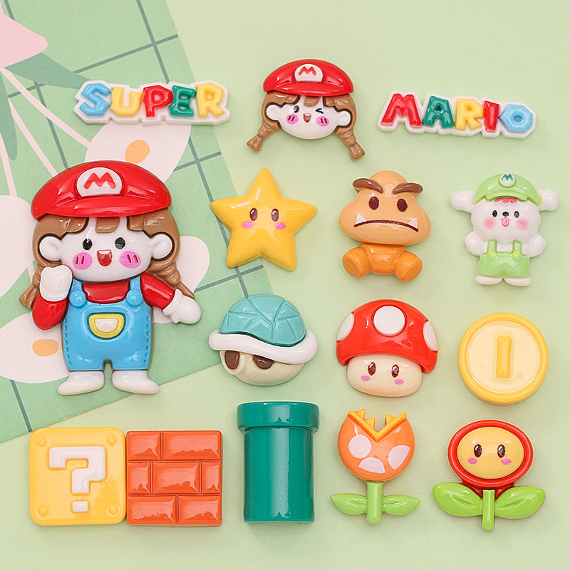Classic Cartoon Game Mario Drag Diy Cream Glue Phone Case Headwear Resin Jewelry Accessories Wholesale