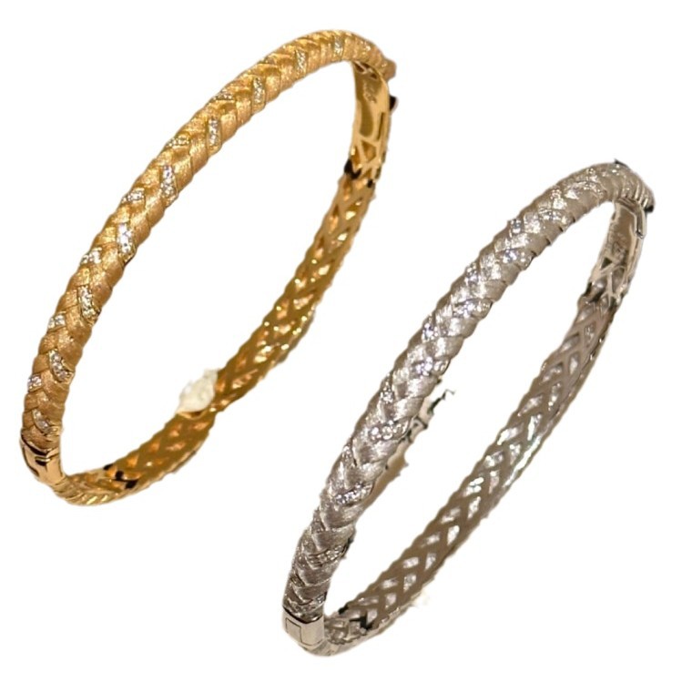 French retro Italian brushed wheat ear woven bracelet, diamond-encrusted, light luxury, exquisite, fashionable and versatile new Chinese style bracelet Item Picture