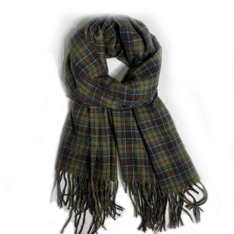 Retro Green Plaid Scarf Ladies Personality All-In-One Autumn Winter American High Sense Warm Shawl Collar Korean Item Picture