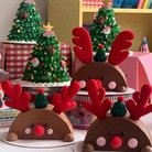 韩国圣诞节烘培蛋糕装饰圣诞小熊圣诞快乐毛线麋鹿角鼻子小帽子