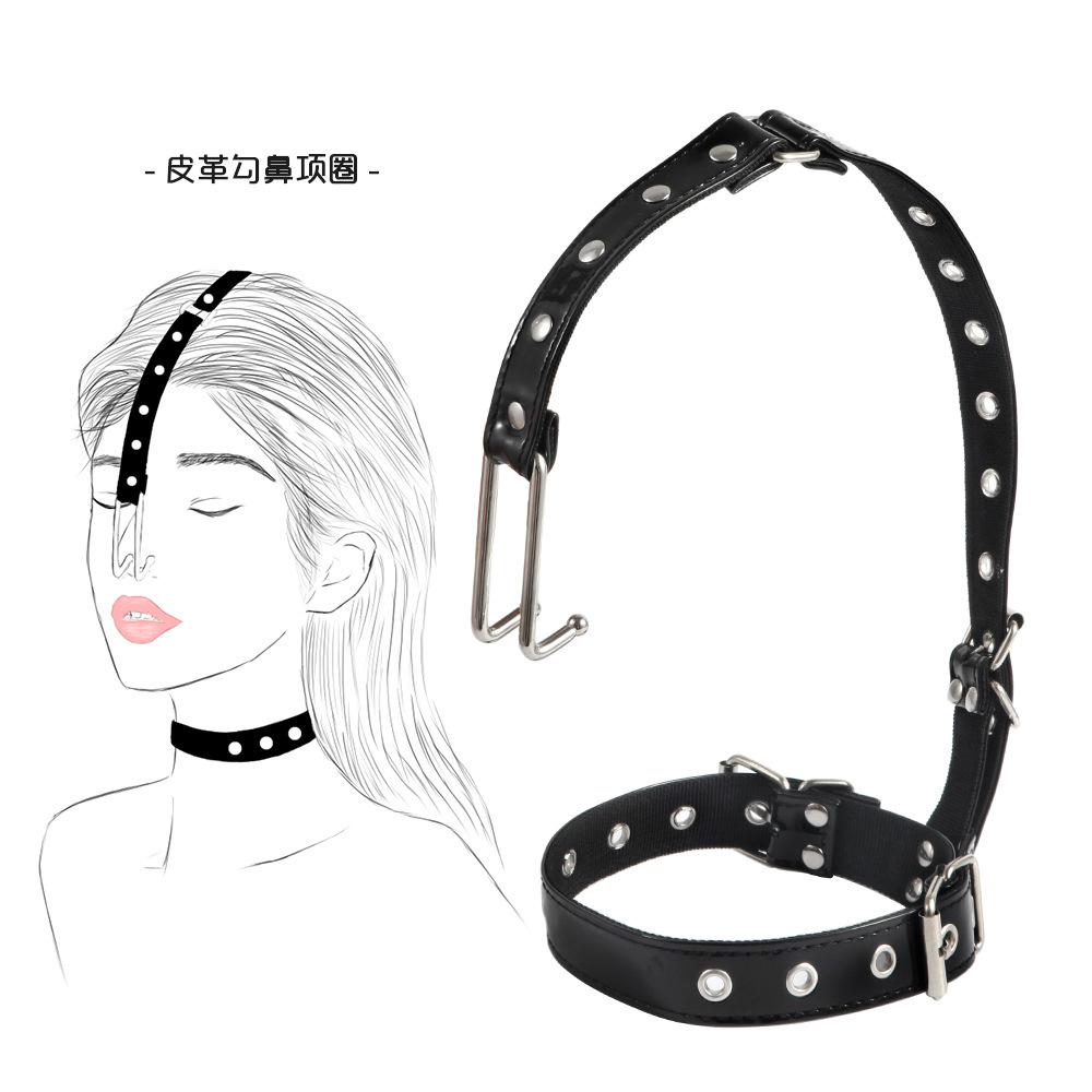 Adult sex toy sm Torture device hook nose collar Sex device restraint neck set female neck strap sex product full figure