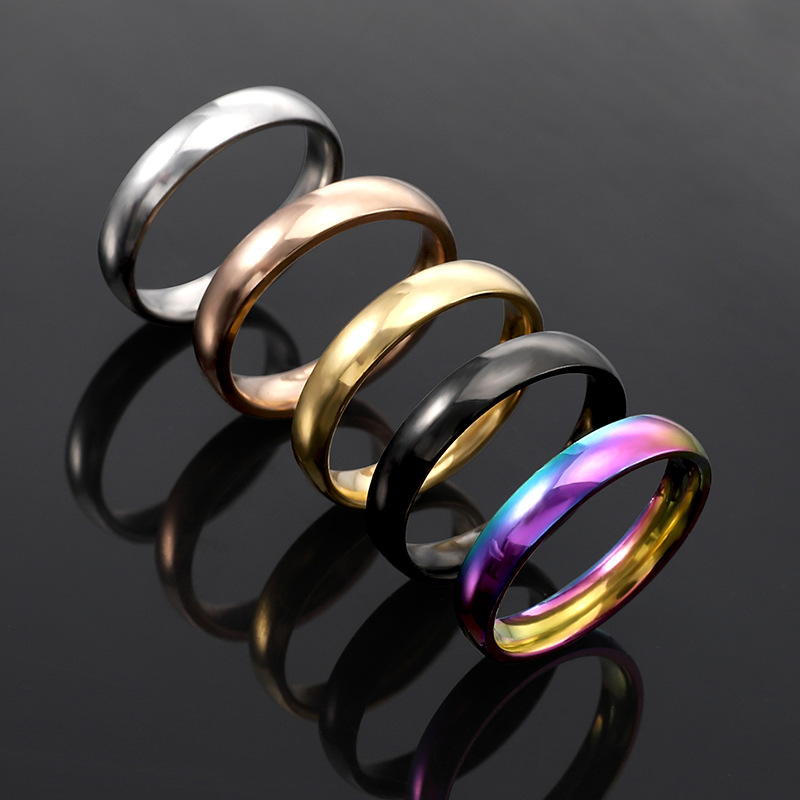 光板简约4mm男士光面钛钢戒指休闲百搭款不锈钢镜面素圈厂家货源diy手工链