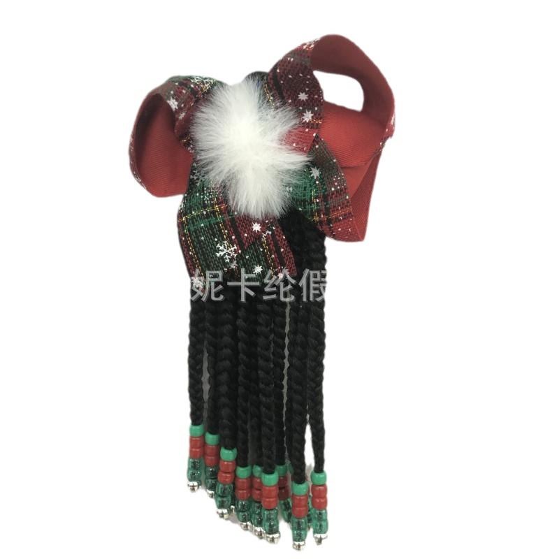New bow false hair band with small beads, red and green bow wig accessory, princess hair band NEWLOOK