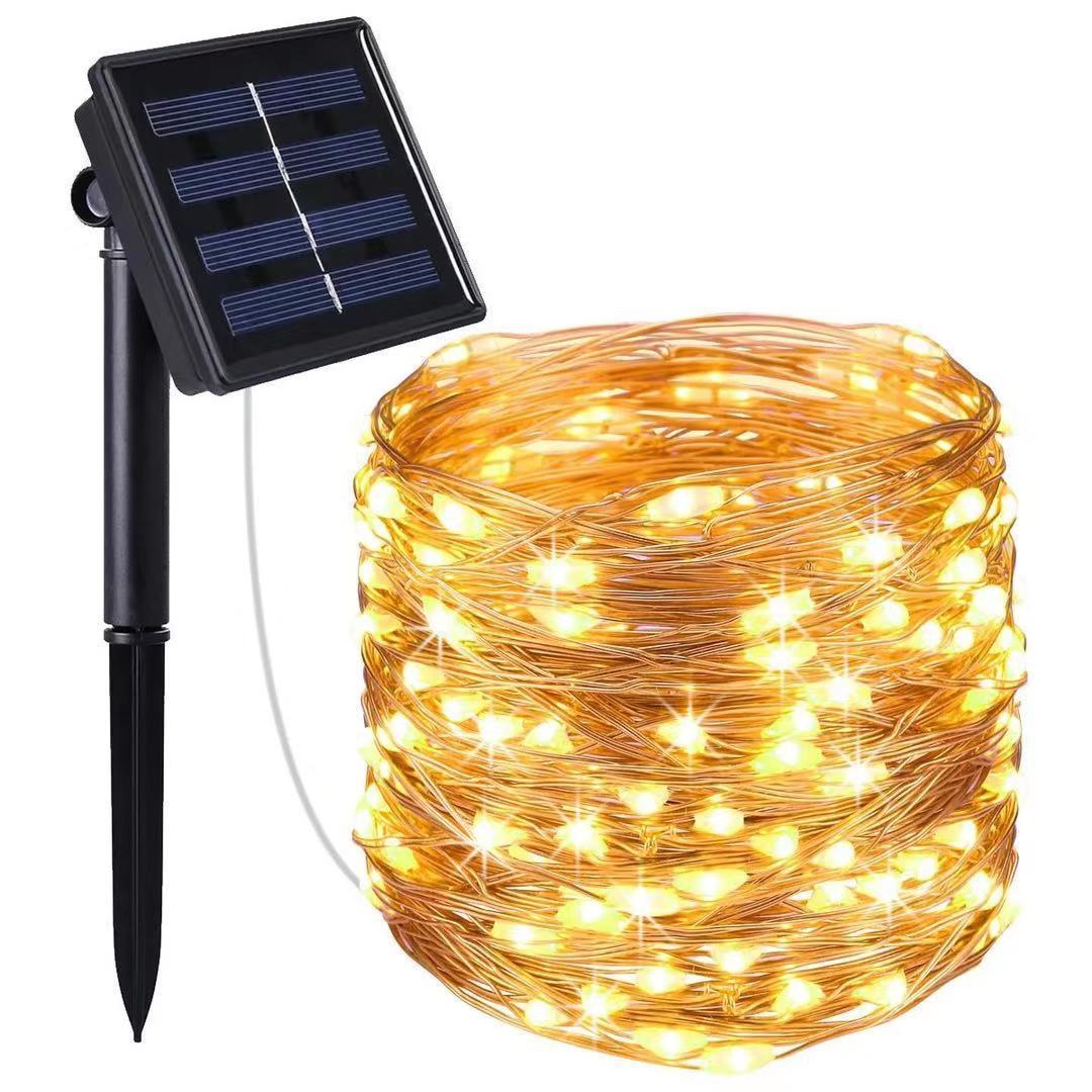 Cross-border LED solar copper wire lights, fairy color lights, courtyard decoration atmosphere lights, outdoor waterproof copper wire lights, string lights details Picture