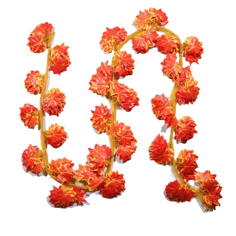 Simulation Red Maple Green Maple Extra Large Red Grape Leaf Fence Fence Leaf Rattan Flower Rattan Wall Hanging Decorative Rattan Item Picture