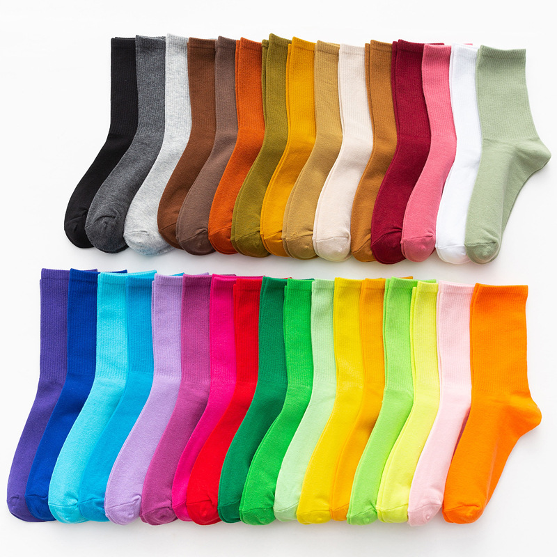 Socks Female Autumn Winter Warm Candy Color Pile Socks Female Ins Tide Color Day System Solid Color Cotton Socks Wholesale details Picture