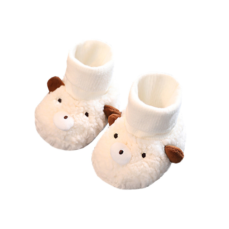 秋冬季婴幼儿鞋子加绒0-1岁宝宝软底不掉棉鞋保暖初生儿满月鞋袜