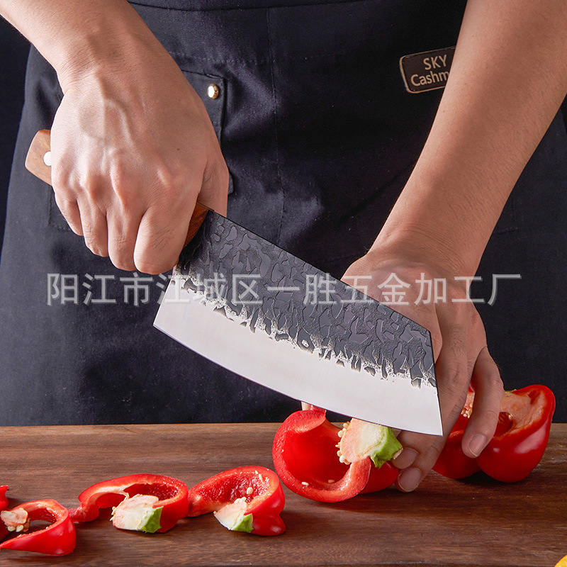 工厂直供家用女士菜刀厨房刀具花梨木手柄切片刀5铬15钼钒家用菜详情图1
