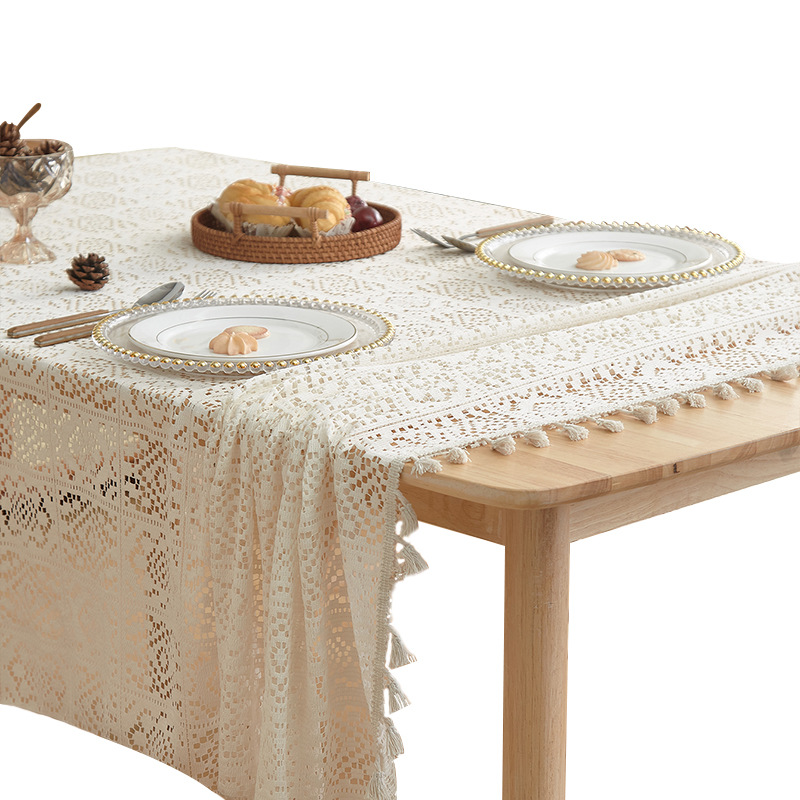 Chu Rou American retro style tablecloth, modern, simple, fashionable, creative, elegant and high-end, rectangular tablecloth, knitted atmosphere decoration, cross-border wholesale, anti-slip Item Picture