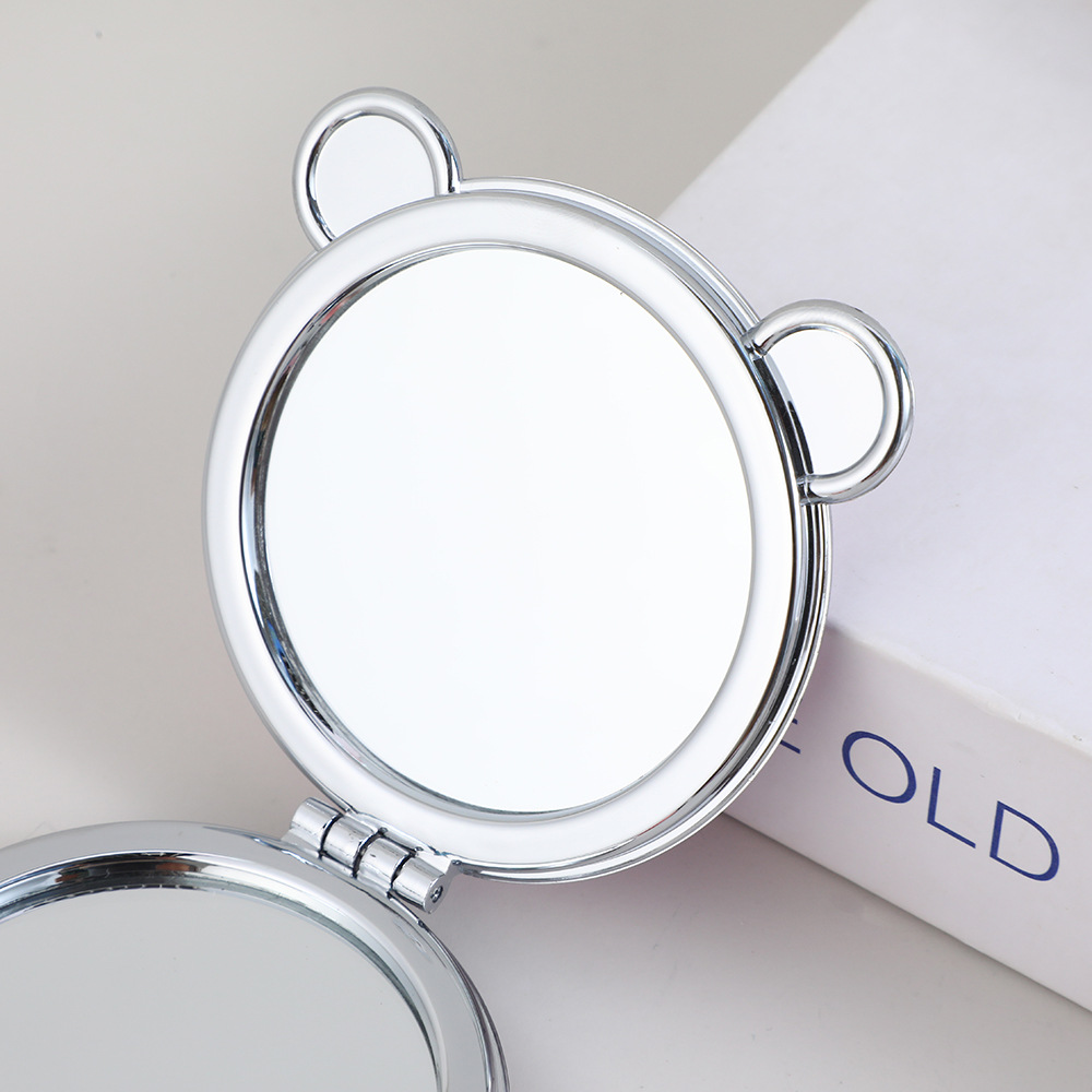 网红款化妆镜小熊耳朵面包流沙系列镜子便携双面折叠镜口袋梳妆镜详情8