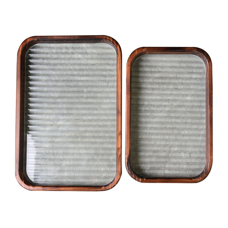 Changhong Glass Tray Simple Walnut Color Rectangular Tea Tray Storage Decoration Tea Cup Fruit Dessert Tray Item Picture