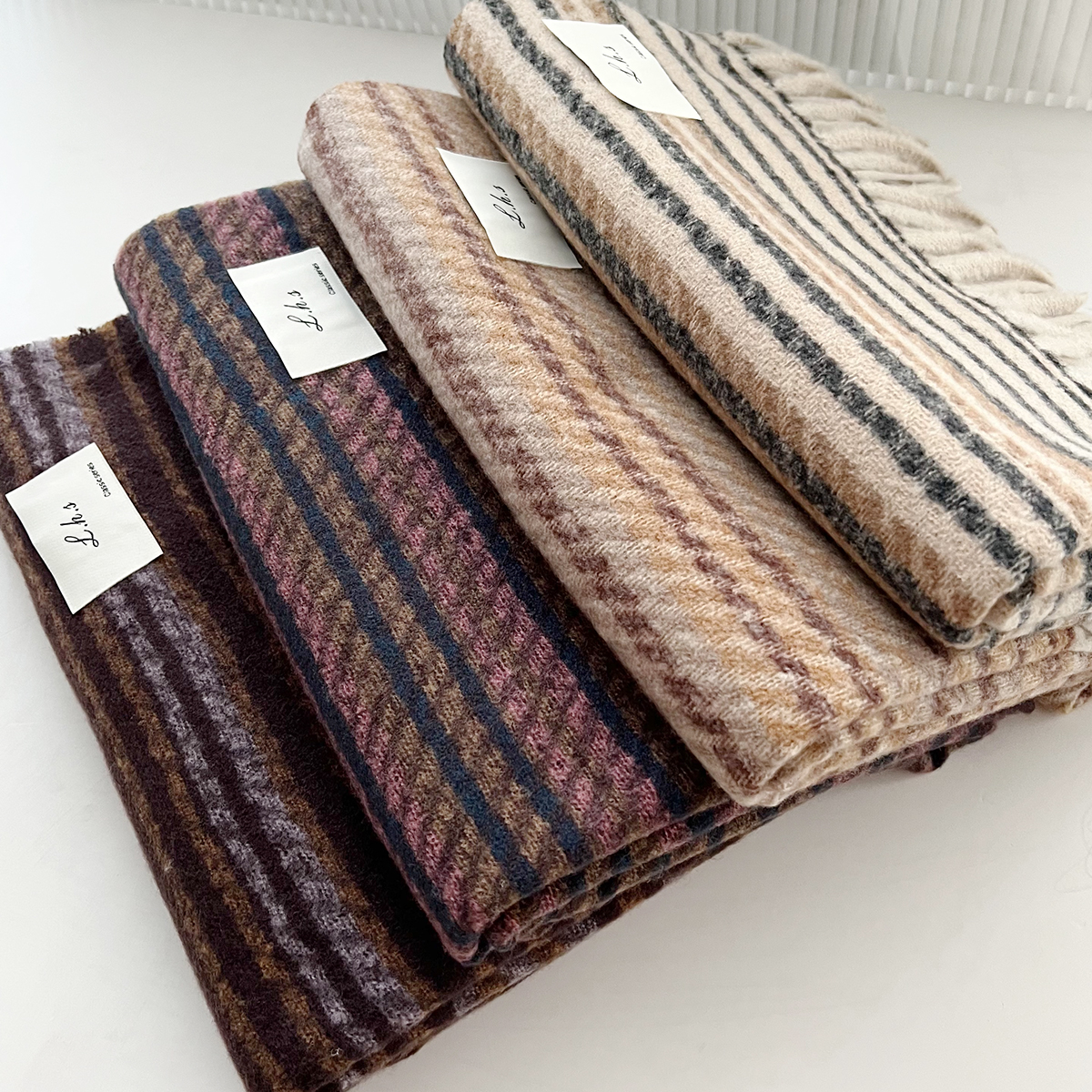 New retro striped faux cashmere long scarf for autumn and winter, soft tassel large shawl, student scarf, suitable for both men and women Application Scenario