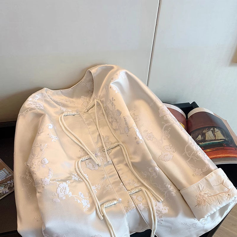 New Chinese-style jacquard acetate short jacket for women's Spring and Autumn 2024, a high-end, retro and slimming top details Picture