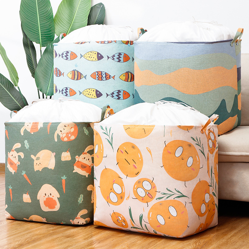 Bunched cotton quilt storage bag Foldable dirty clothes bucket Jumbo dirty clothes storage basket Foldable storage box dirty clothes basket