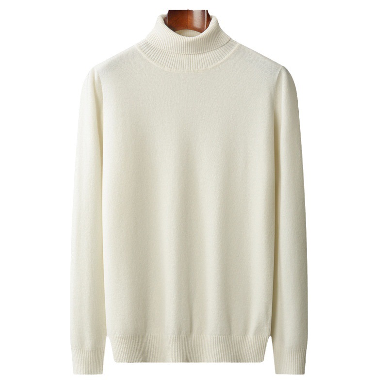 Men's 100 pure cashmere high-neck sweater, winter men's lapel warm base knitted pullover sweater Item Picture