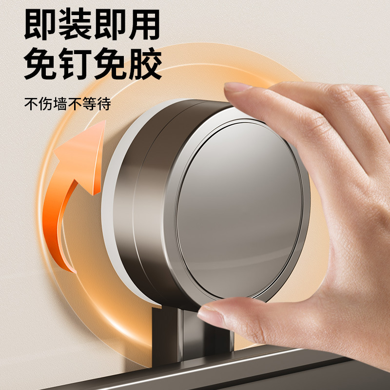 吸盘置物架浴室免打孔卫生间太空铝免釘长方挂墙洗手间厕所收纳架详情图3