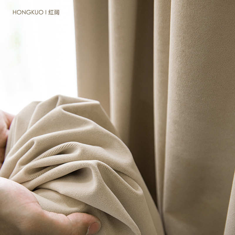 Red Wide Full Shading Flannelette Curtain Heat Insulation Sound Insulation Matte Non-Velvet Three-Layer Composite 3D Hot-Pressed Product Application Scenario