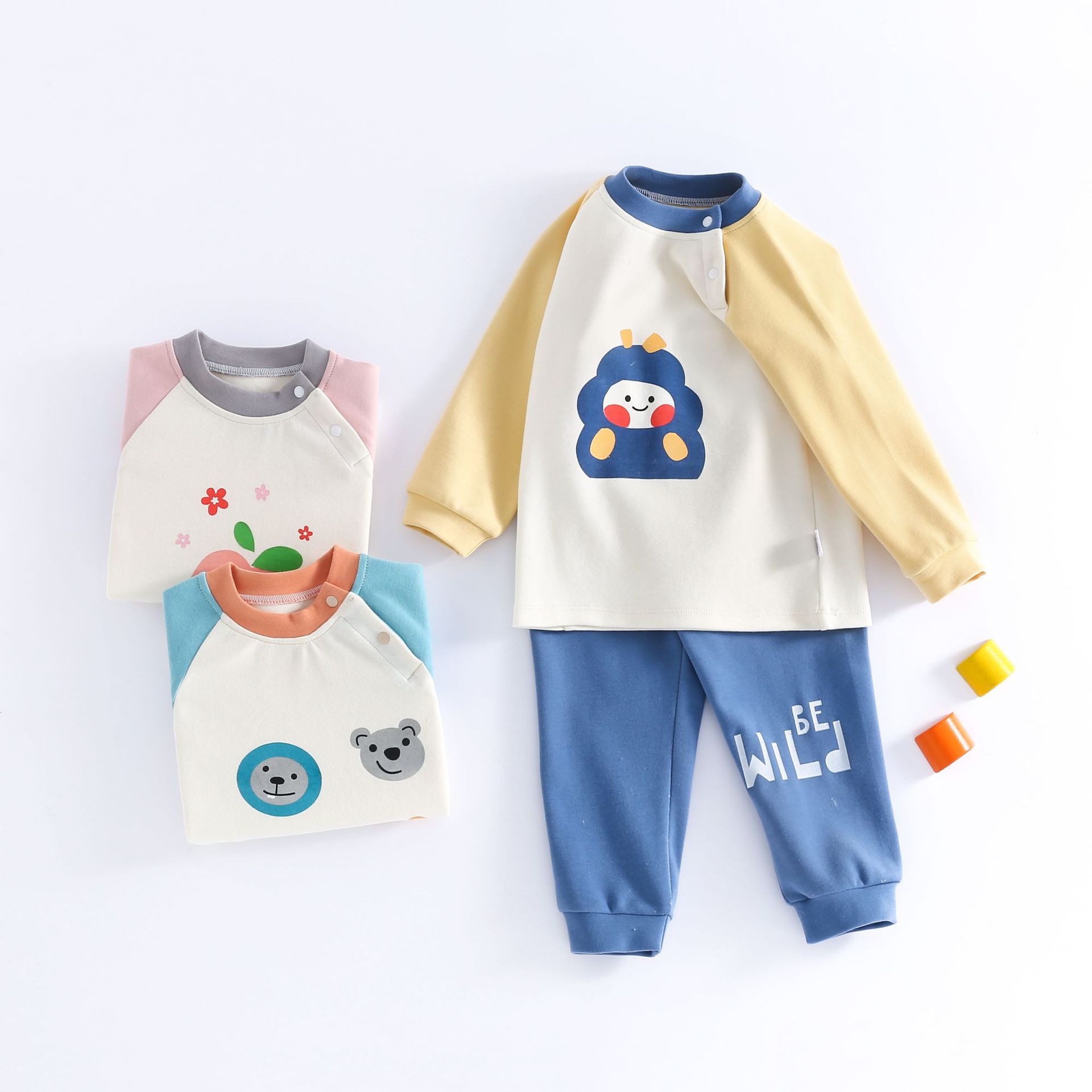 New children's thermal underwear and long Johns set for autumn and winter, boneless undergarments for 1-5 years old babies