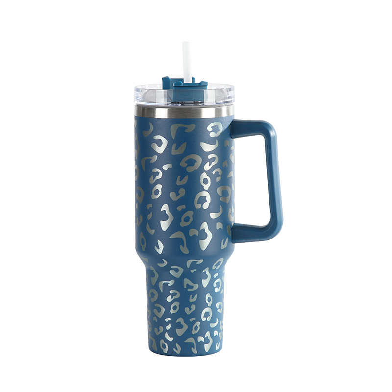 The first-generation laser leopard print insulated cup, high-quality stainless steel car cup, straw cup, high-quality ice king cup and insulated cup Item Picture