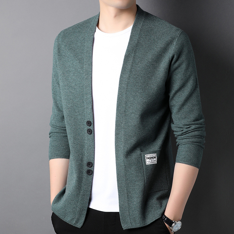 New knitted cardigan men's fashion 2022 sweater jacket Casual pocket Korean style men's clothing distribution