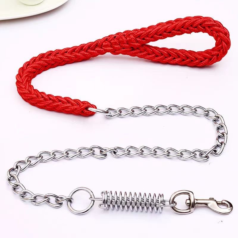 Net Celebrity Nylon Dog Chain Anti-Bite Explosion-Proof Impact Pet Eight-Strand Leash Medium Large Dog Walking Leash Golden Hair Item Picture