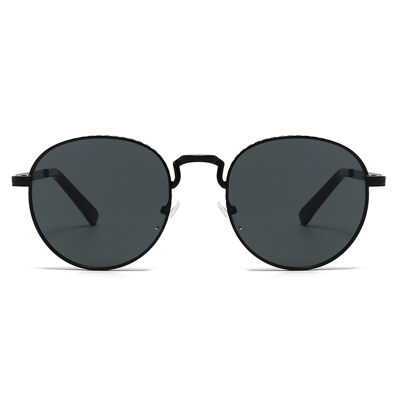 复古韩版金丝墨镜男潮高级感网红圆形框防紫外线女街拍个性太阳镜