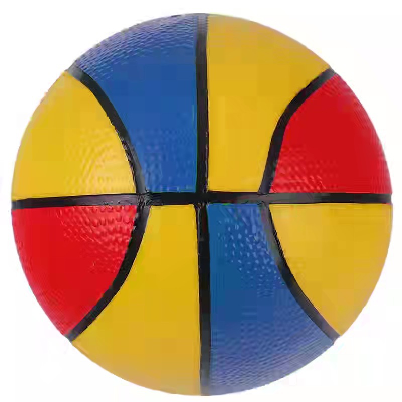 厂家好卖PVC充气儿童玩具皮球 彩绘拍拍球 9寸22cm三色篮球划线球详情图1