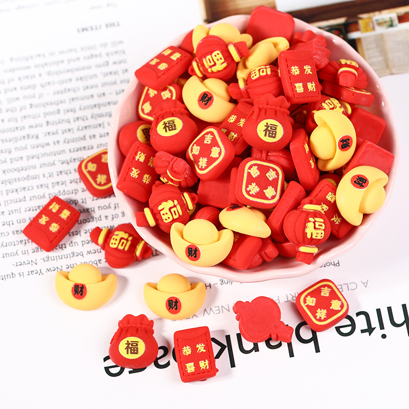 Resin accessories cartoon New Year Edition Yuanbao lucky bag lantern diy cream glue phone case patch hair accessory material Application Scenario