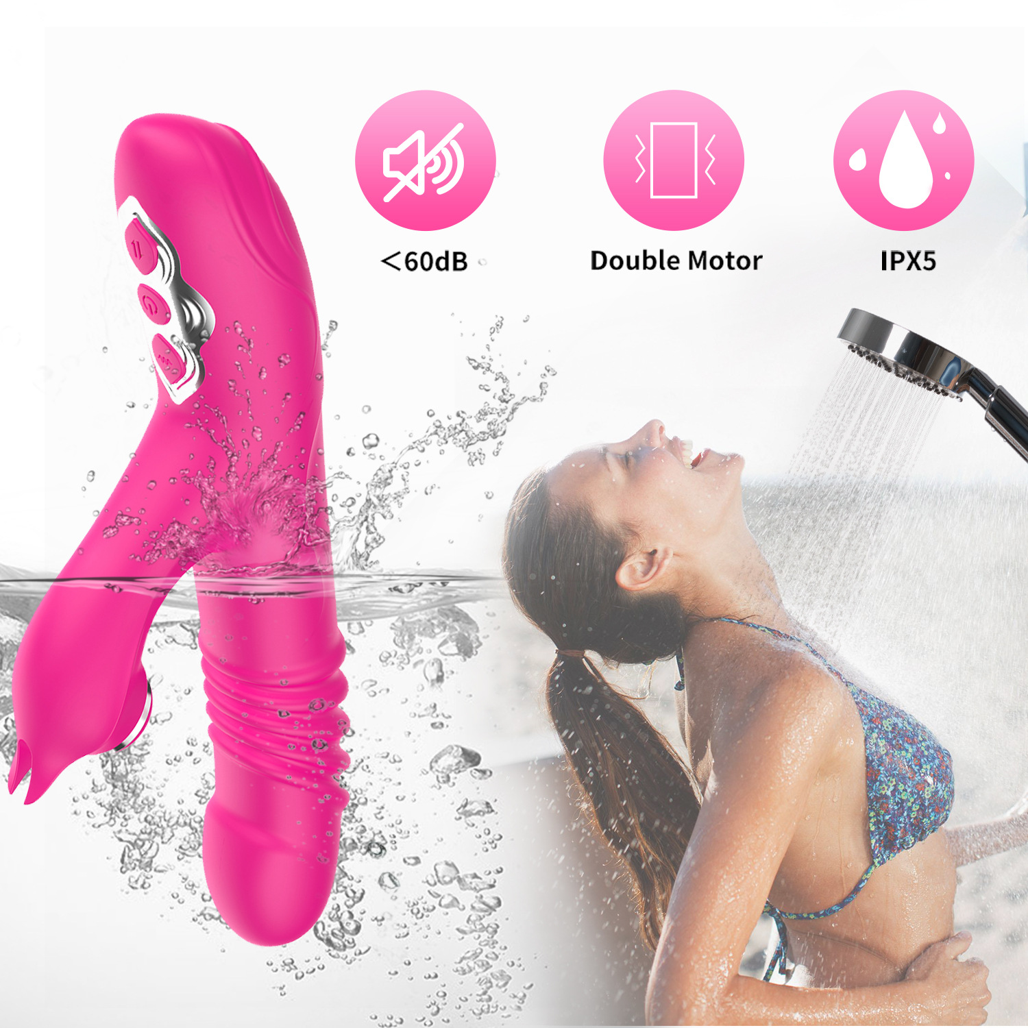 Telescopic vibration rod, double-vibration silicone telescopic masturbation device, women's instant tide vibration rod, adult sex toy Application Scenario