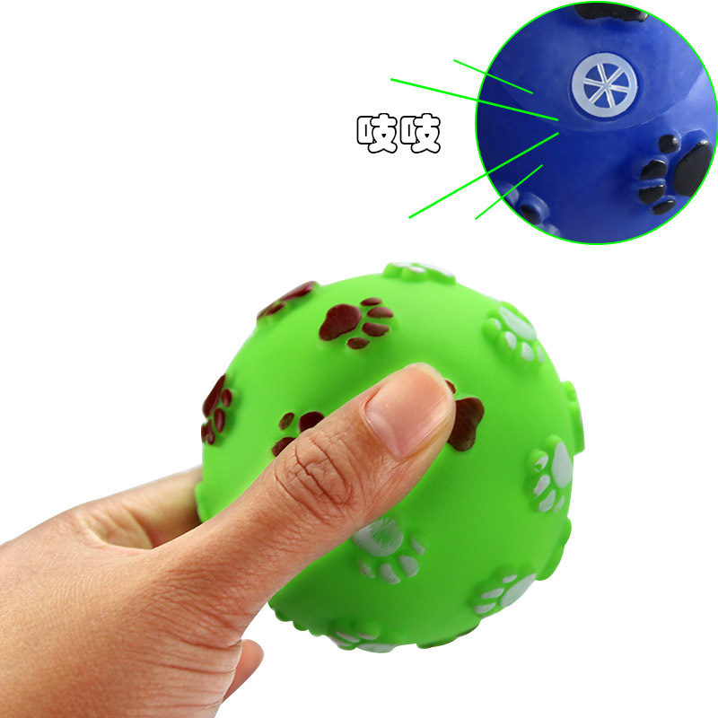 Wholesale of pet toy footprint balls, rubber teething and sound-making toys, spherical dog toys from manufacturers details Picture