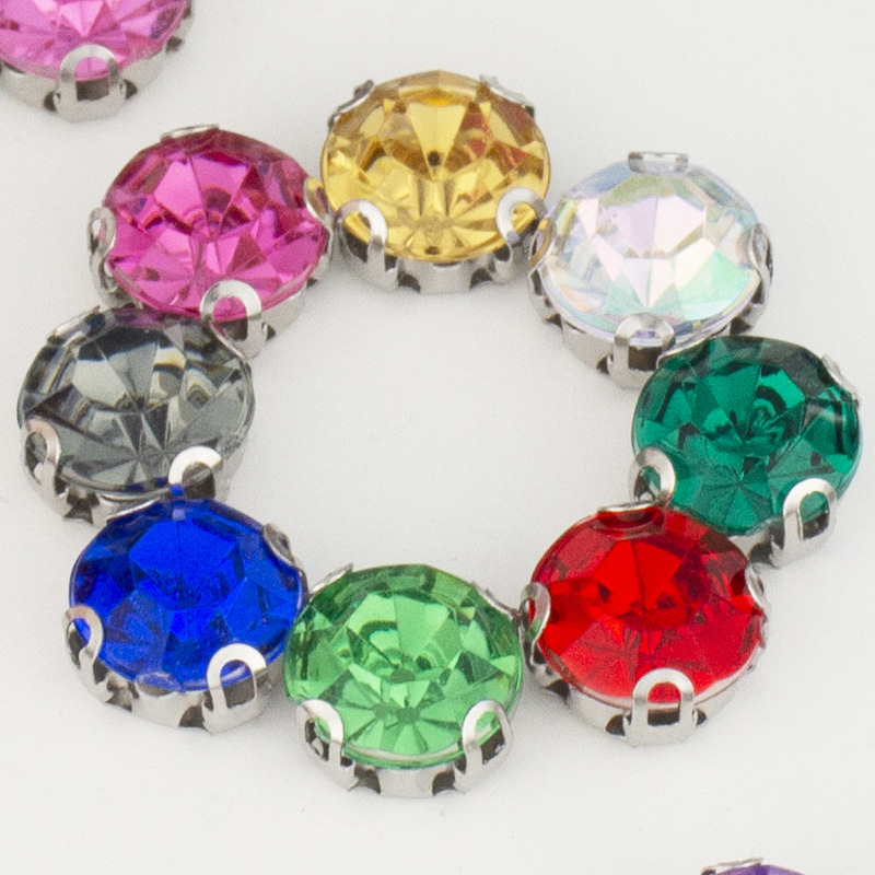 diy acrylic claw diamond 8MM colored diamond clothing and hair accessory material package, hand-sewn diamond clothes and diamond acrylic wedding shoe accessories details Picture