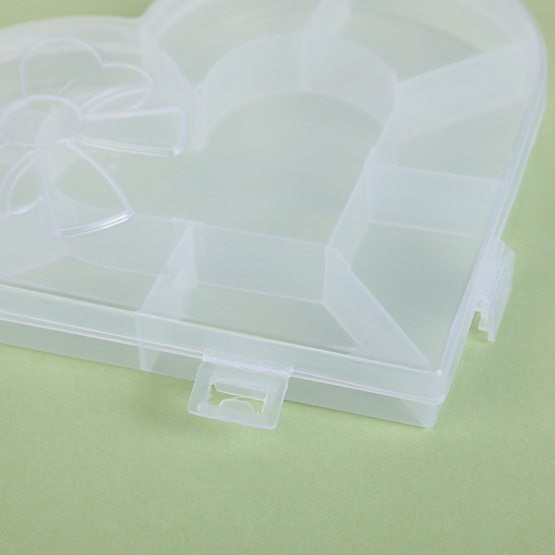 Creative heart-shaped plastic storage small parts, accessories and jewelry box, PP multi-compartment transparent heart-shaped storage box factory direct sales details Picture