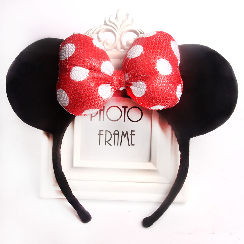 2021 New Disneyland Mickey Mouse Headband Hand Sewing Process Mickey Ears Headband Cute Minnie Headband