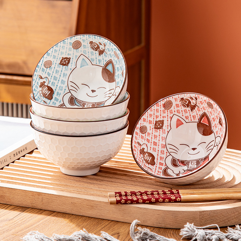 Wholesale of Maneki Neko gift bowls and chopsticks sets, creative ceramic tableware, opening small gifts, event gifts, gift-giving wholesale, Golden Castle vases details Picture