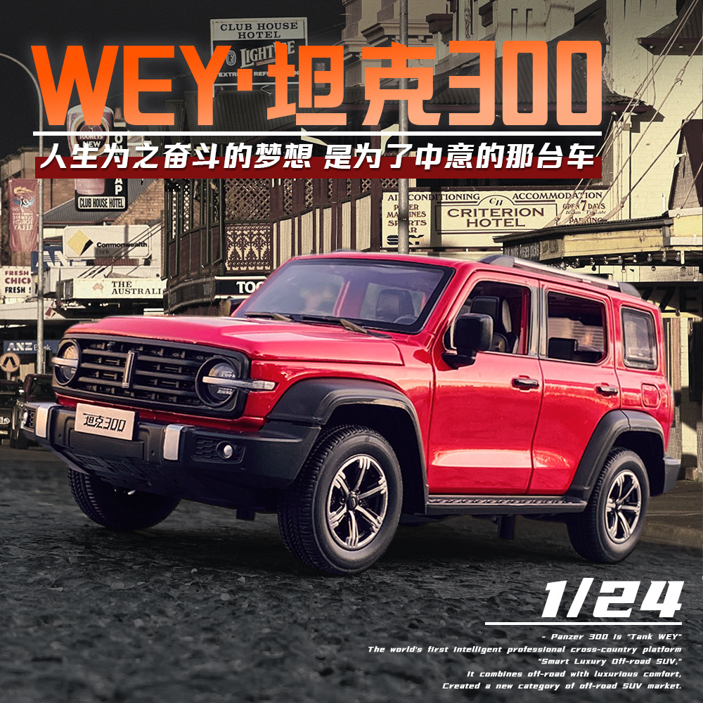 Tank 300 car model simulation alloy ornament, off-road vehicle collection, festival gift, boys' children's toy car details Picture